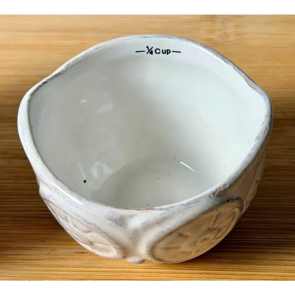 Vintage 1970s Ceramic Owl Nesting Measuring Cups, Set of 4